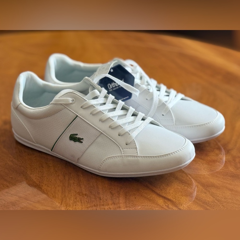 New ‼️Lacoste Men's White Sneakers with Green Accent